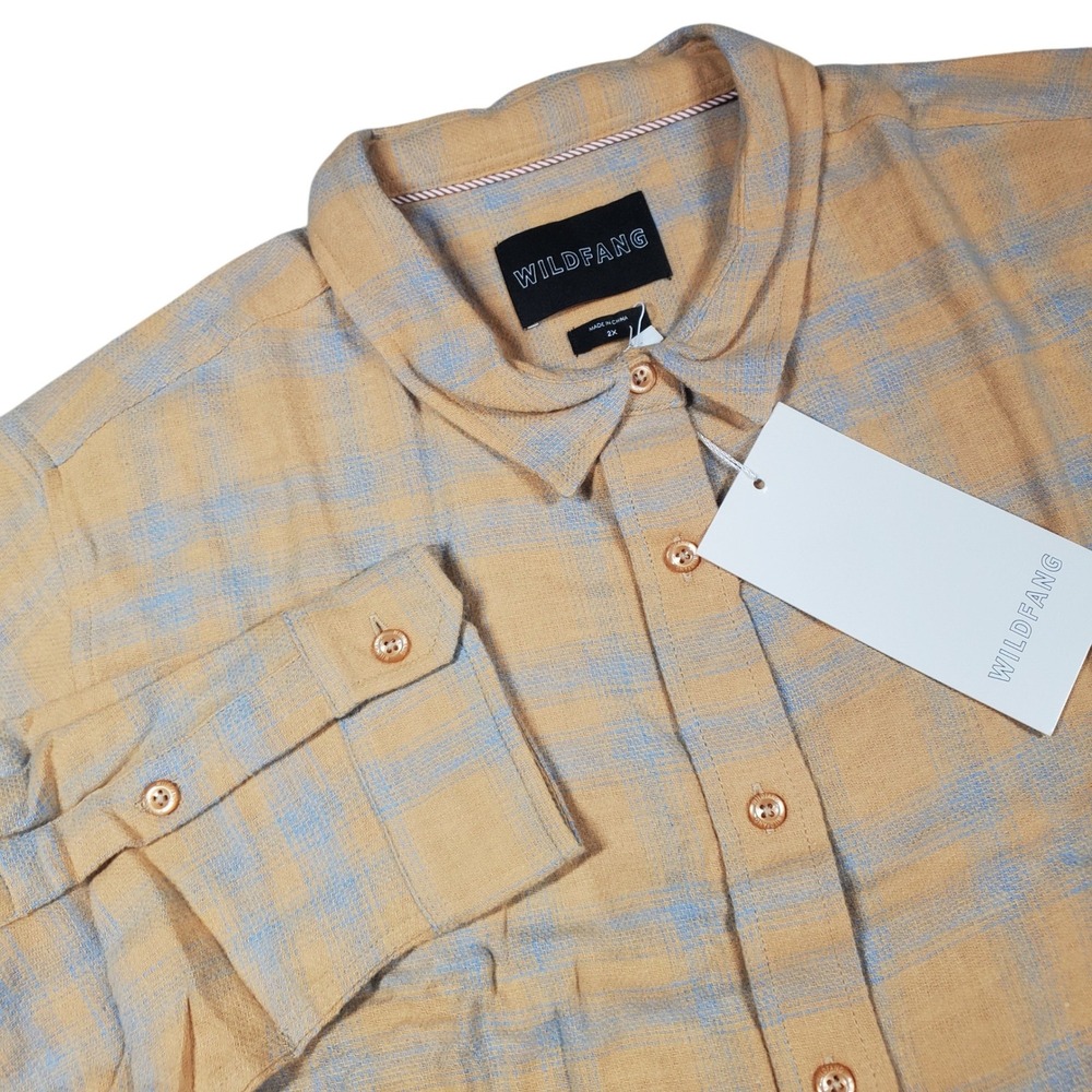 Wildfang Essential Long Sleeve Flannel Button Up Shirt Womens 2XL Yellow Y2K New